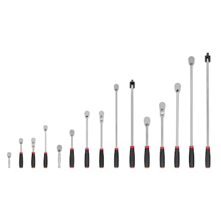 Tekton 1/4, 3/8, 1/2 Inch Drive Comfort Grip Ratchet and Breaker Bar Set (15-Piece) SDR99903